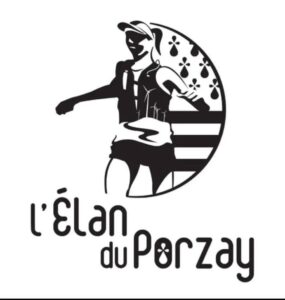 logo en noir et blanc d'un homme courant drapeau breton