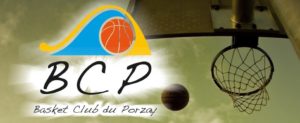 logo basket club du porzay avec ballon et panier de basket
